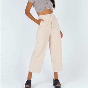 Princess Polly Iveta Cream corduroy pants Size 6